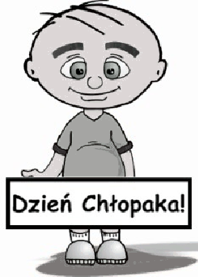 Chłopczyk trzyma baner z napisem dzień chłopaka